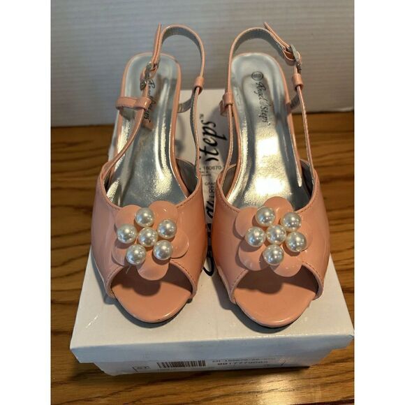 ANGEL & STEPS Bailey Slingback Peach Patent Women's Size 7 W 160670 - Picture 2 of 16